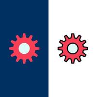 Cog Gear Setting  Icons Flat and Line Filled Icon Set Vector Blue Background