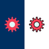 Cog Gear Setting  Icons Flat and Line Filled Icon Set Vector Blue Background