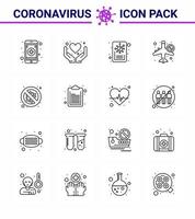 Simple Set of Covid19 Protection Blue 25 icon pack icon included security bacteria report airoplan banned viral coronavirus 2019nov disease Vector Design Elements