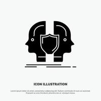 Man Face Dual Identity Shield solid Glyph Icon vector