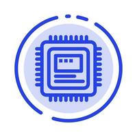 Cpu Storage Computer Hardware Blue Dotted Line Line Icon vector