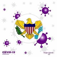 reza por las islas vírgenes us covid19 coronavirus tipografía bandera quédate en casa mantente saludable cuida tu propia salud vector