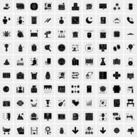 Set of 100 Universal Solid Icons vector