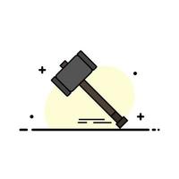 Action Auction Court Gavel Hammer Law Legal  Business Flat Line Filled Icon Vector Banner Template