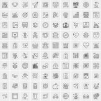 paquete de 100 iconos de líneas universales para móviles y web vector