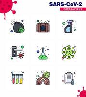 Covid19 Protection CoronaVirus Pendamic 9 Filled Line Flat Color icon set such as lab bacteria solid safety doorknob viral coronavirus 2019nov disease Vector Design Elements