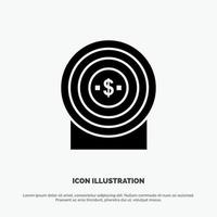 Target Money Achievement Target solid Glyph Icon vector