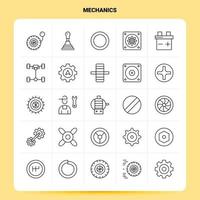 OutLine 25 Mechanics Icon set Vector Line Style Design Black Icons Set Linear pictogram pack Web and Mobile Business ideas design Vector Illustration