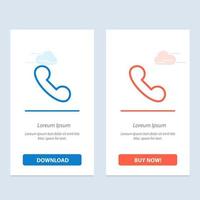 teléfono teléfono móvil llamada azul y rojo descargar y comprar ahora plantilla de tarjeta de widget web vector