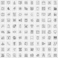 Pack of 100 Universal Line Icons for Mobile and Web vector