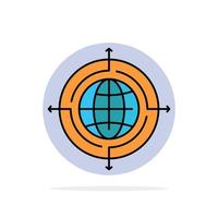 Globe Focus Target Connected Abstract Circle Background Flat color Icon vector