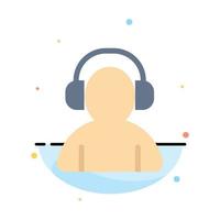 Avatar Support Man Headphone Abstract Flat Color Icon Template vector