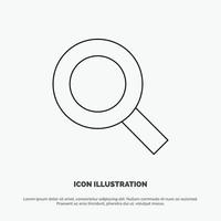 Magnifier Search Zoom Find Line Icon Vector