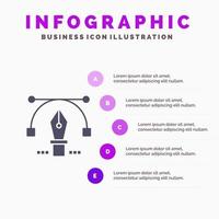 Pen Pencil Text Education Infographics Presentation Template 5 Steps Presentation vector