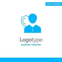 seguridad empleado seguro persona protección personal escudo azul sólido logotipo plantilla lugar para eslogan vector