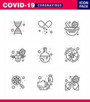 Coronavirus 2019nCoV Covid19 Prevention icon set flask virus pharmacy warning travel viral coronavirus 2019nov disease Vector Design Elements