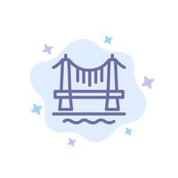 Bridge Building City Cityscape Blue Icon on Abstract Cloud Background vector
