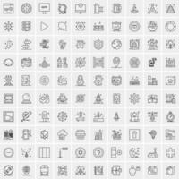 paquete de 100 iconos de líneas universales para móviles y web vector