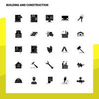 25 conjunto de iconos de construcción y construcción plantilla de ilustración de vector de icono de glifo sólido para ideas web y móviles para empresa comercial