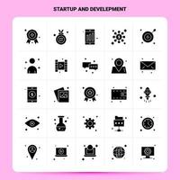 Solid 25 Startup And Develepment Icon set Vector Glyph Style Design Black Icons Set Web and Mobile Business ideas design Vector Illustration