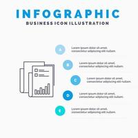 informe análisis auditoría datos comerciales marketing papel línea icono con 5 pasos presentación infografía fondo vector