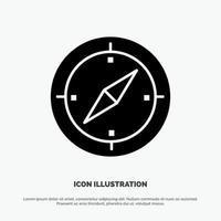 Navigation Direction Compass Gps Solid Black Glyph Icon vector