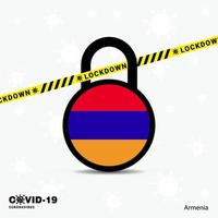 Armenia Lock DOwn Lock Coronavirus pandemic awareness Template COVID19 Lock Down Design vector