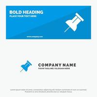 Paper Pin Reminder SOlid Icon Website Banner and Business Logo Template vector