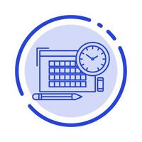 Time File Pen Focus Blue Dotted Line Line Icon vector