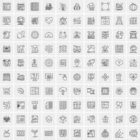 paquete de 100 iconos de líneas universales para móviles y web vector