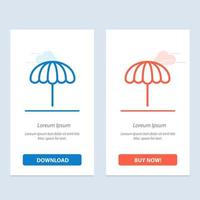 sombrilla de playa clima húmedo azul y rojo descargar y comprar ahora plantilla de tarjeta de widget web vector