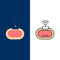 Device Security Wifi Signal  Icons Flat and Line Filled Icon Set Vector Blue Background