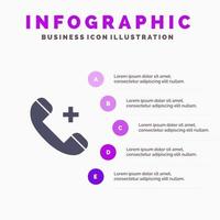 Call Ring Hospital Phone Delete Solid Icon Infographics 5 Steps Presentation Background vector