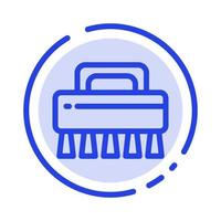 Brush Cleaning Set Blue Dotted Line Line Icon vector