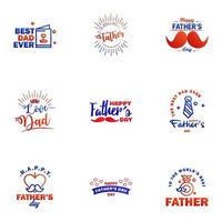 happy fathers day 9 Blue and red text design Vector calligraphy Typography poster Usable as background Editable Vector Design Elements