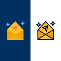Arrow Chat Mail Open  Icons Flat and Line Filled Icon Set Vector Blue Background