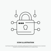 Lock Locked Security Secure Line Icon Vector