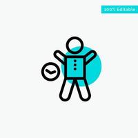 Exercise Gym Time Health Man turquoise highlight circle point Vector icon