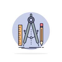 Build design geometry math tool Flat Color Icon Vector