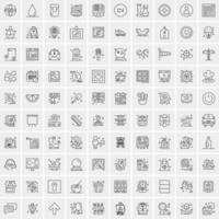 paquete de 100 iconos de líneas universales para móviles y web vector