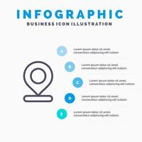 Location Map Marker Pin Line icon with 5 steps presentation infographics Background vector