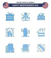 paquete grande de 9 estados unidos feliz día de la independencia usa vector blues y símbolos editables de usa gate police sign building parade editable usa day elementos de diseño vectorial