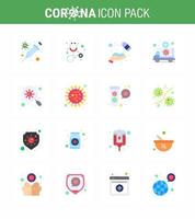 Covid19 icon set for infographic 16 Flat Color pack such as bacteria transportation clean medical ambulance viral coronavirus 2019nov disease Vector Design Elements