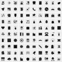 Set of 100 Universal Solid Icons vector