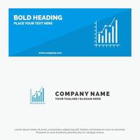análisis de gráficos diagrama de negocios estadísticas de marketing tendencias icono sólido banner de sitio web y plantilla de logotipo de empresa vector