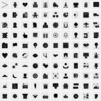 Set of 100 Universal Solid Icons vector