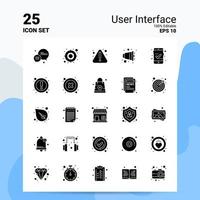 25 conjunto de iconos de interfaz de usuario 100 archivos editables eps 10 ideas de concepto de logotipo de empresa diseño de icono de glifo sólido vector