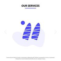 Our Services Surf Surfing Water Sports Solid Glyph Icon Web card Template vector