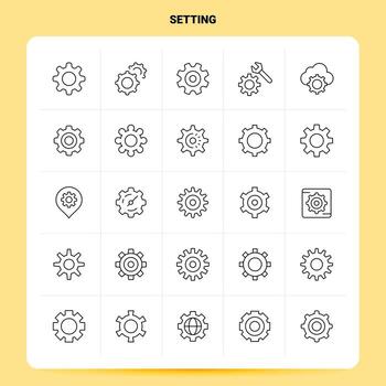 OutLine 25 Setting Icon set Vector Line Style Design Black Icons Set Linear pictogram pack Web and Mobile Business ideas design Vector Illustration
