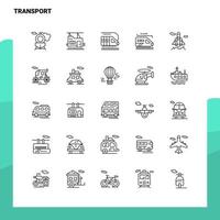 conjunto de iconos de línea de transporte conjunto 25 iconos diseño de estilo minimalista vectorial conjunto de iconos negros paquete de pictogramas lineales vector